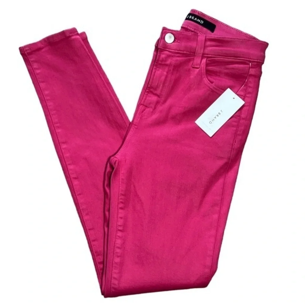 J Brand Women's Alana Coated‎ Dizzy Pink High Rise Crop Skinny Pants Sz. 25 NWT